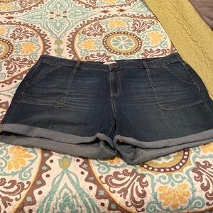 Lane Bryant dark denim cuffed shorts
